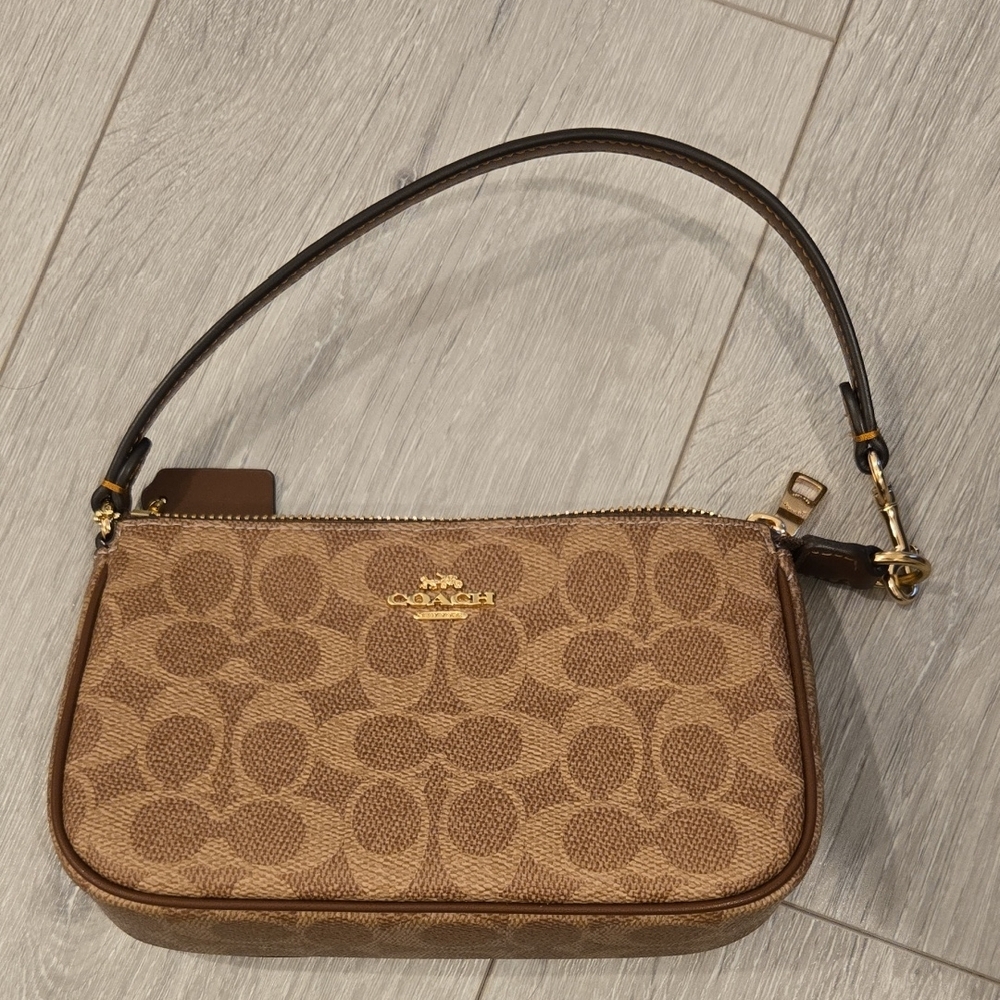 New! Coach Brown Monogram Clutch